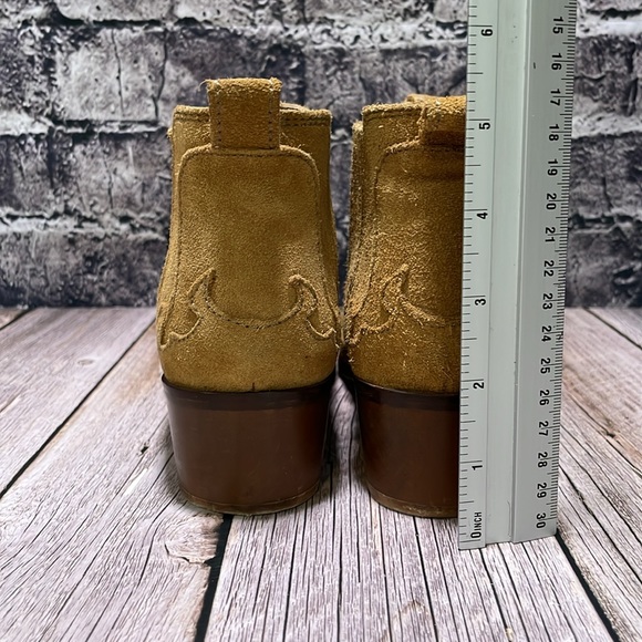 Zara Block Heel Leather Cowboy Ankle Boots Size 37 - Picture 12 of 15